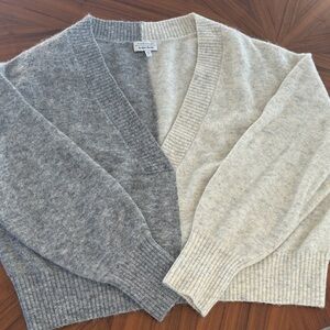 Stock Atelier & Other Stories V‑Neck Sweater in Gray and Cream